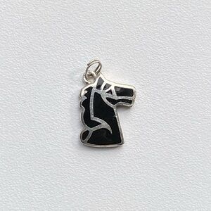 925 Silver Black Onyx Horse Head Charm Pendant